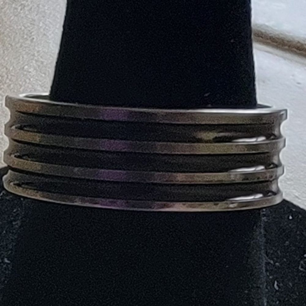 New Steel Black & Silver Ring Band.